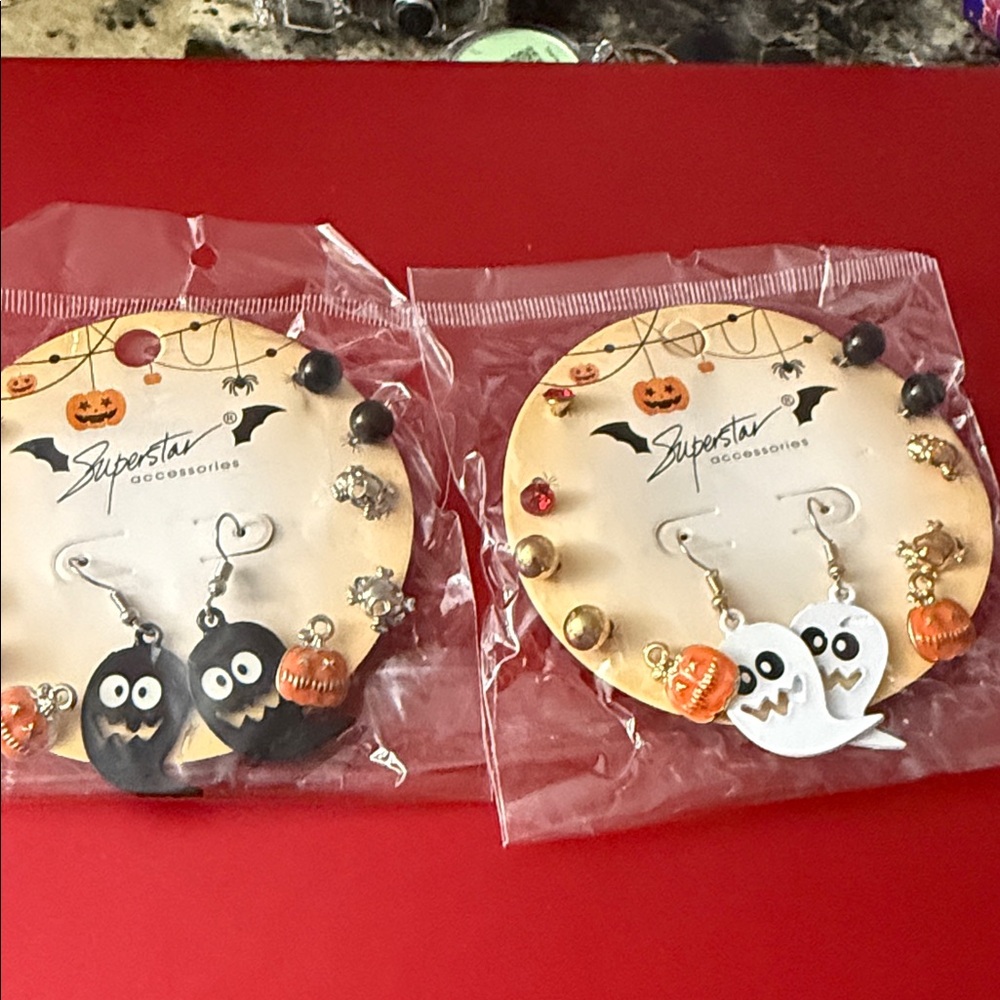 Superstar Halloween Ghost Earrings Set Buyers Choice - Picture 2 of 2